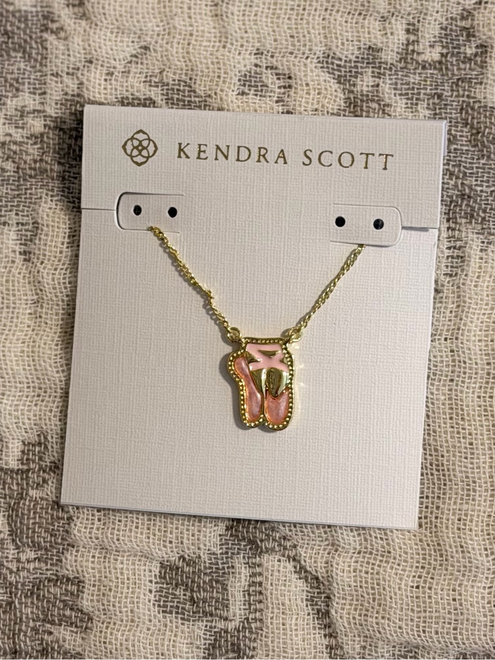 Kendra Scott Gold Necklace with Pink Enamel Ballerina 🩰 Pendant